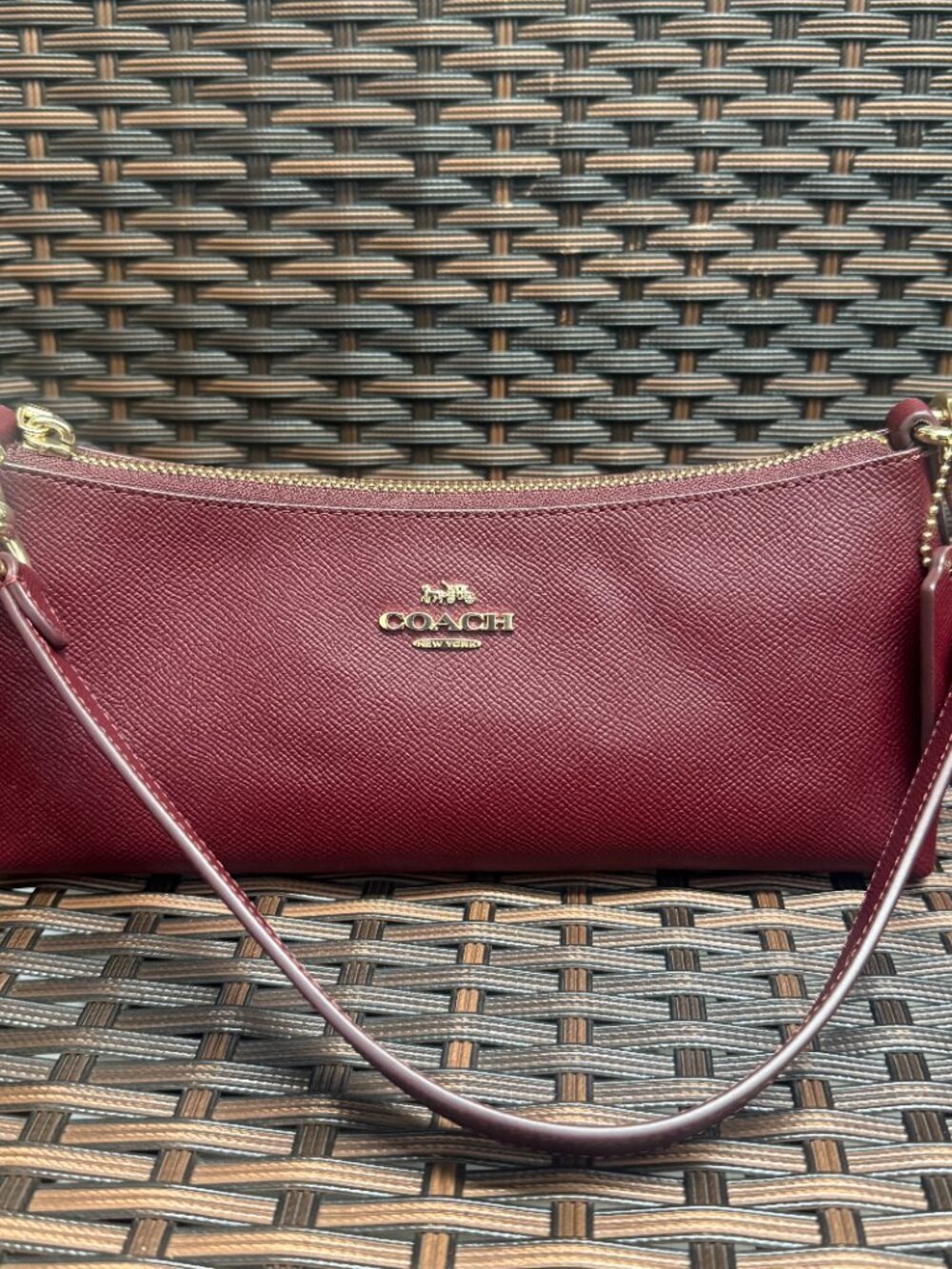 COACH nwt coach Charlotte Shoulder bag dark wine CCO18 WITH CHERRY CHAINS - Picture 4 of 11
